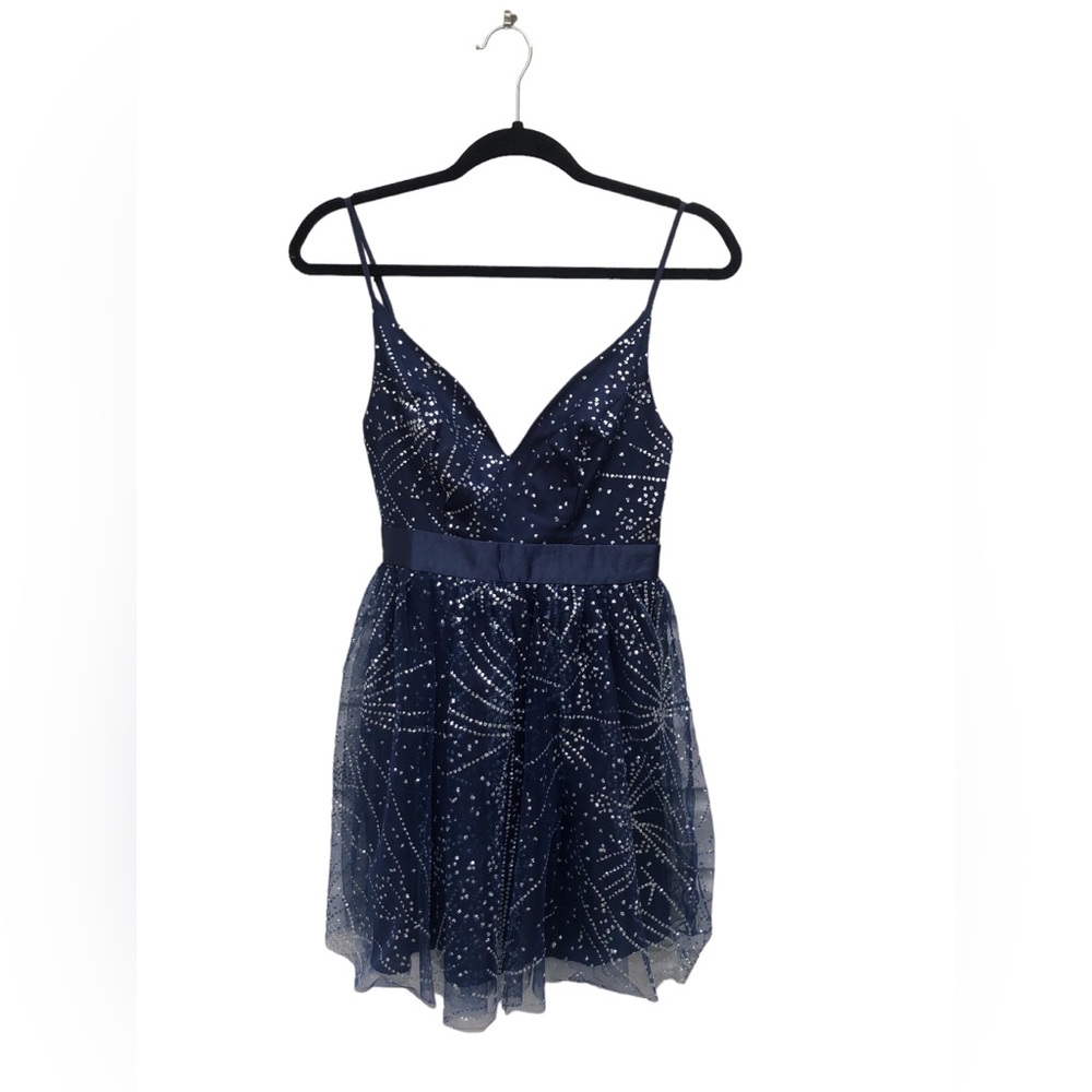 Windsor Navy Blue Silver Fireworks Dress size Small - Picture 8 of 10